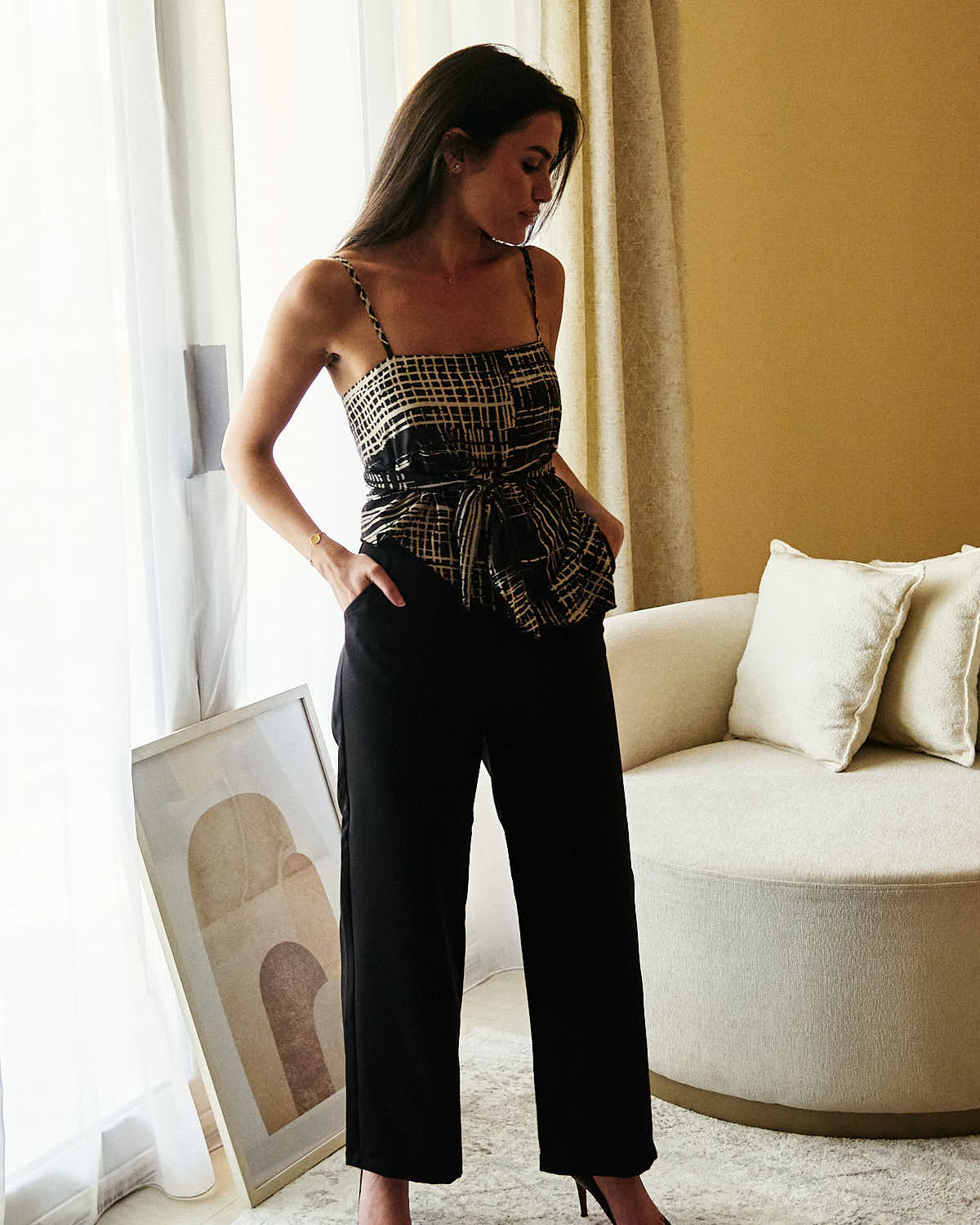 Silky Dream Top Black Print